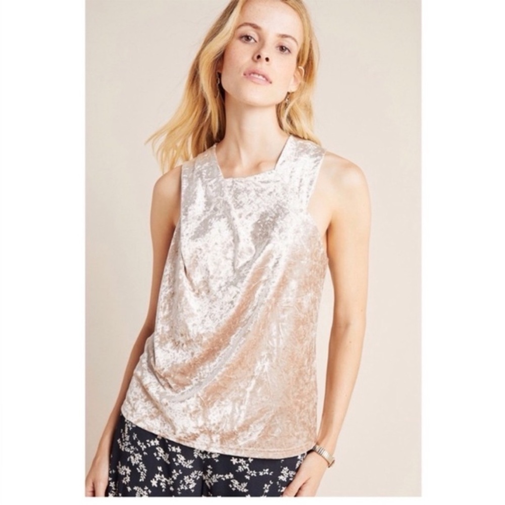 Porridge Anthropologie crushed velvet draped top, XS